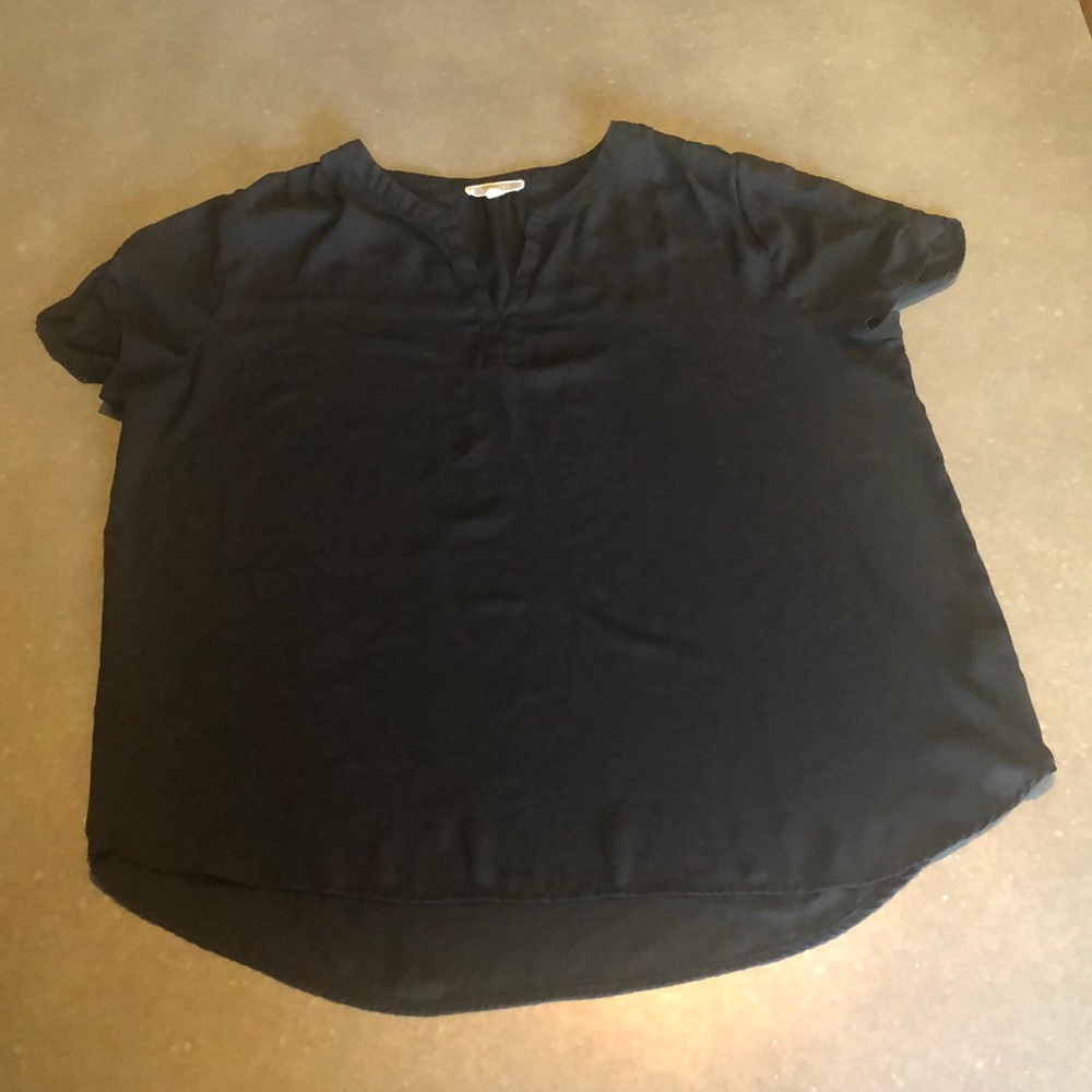 Pleione Short Sleeve Black Blouse